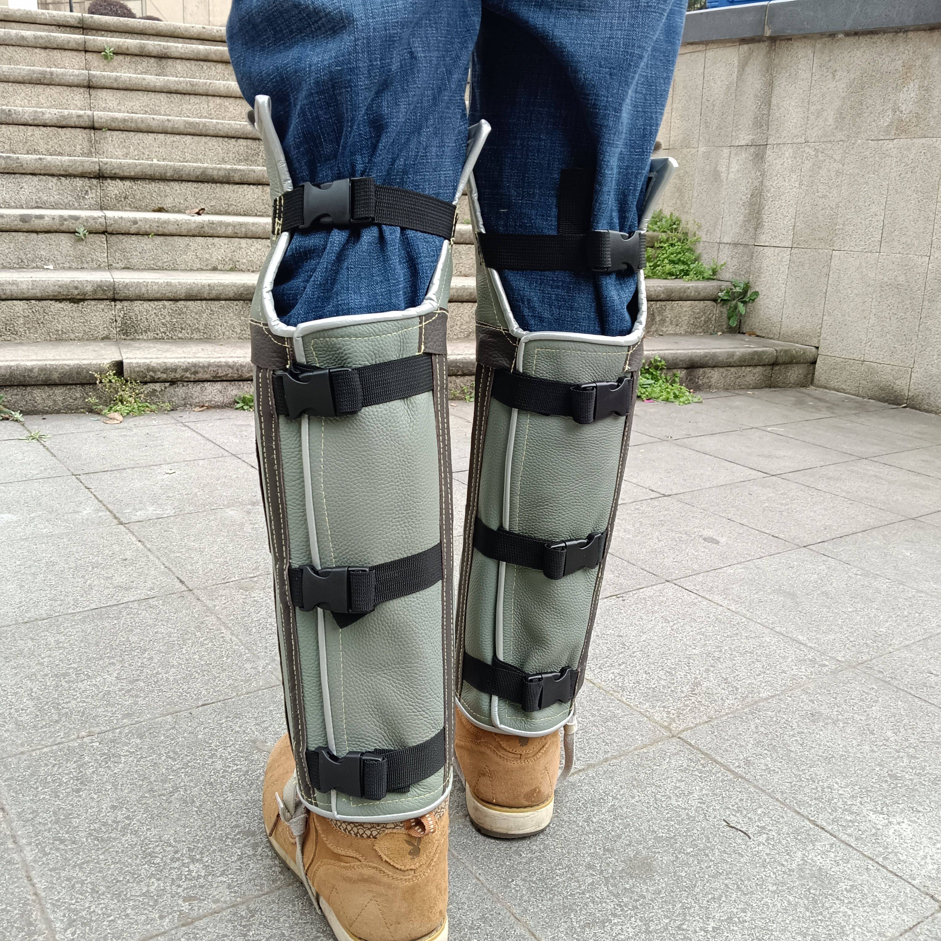 Outdoor protective legs covering snake bite and dog reptile animal bite thickened cowhide aluminum plate support customized leg protection