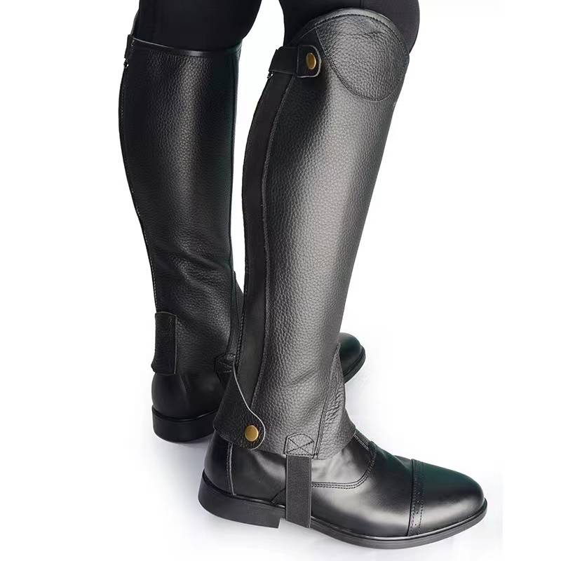 Horse protection. Men and women riding leg protection equipment