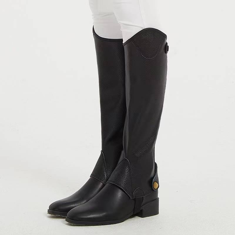 Horse protection. Men and women riding leg protection equipment