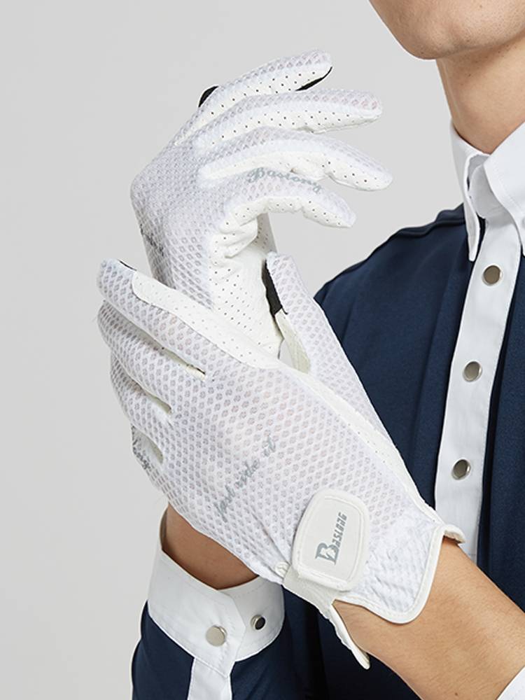 Summer silicone equestrian gloves breathable horse -riding glove men and girls children and children, wear -resistant touch screen anti -slip disorders, gloves black and white