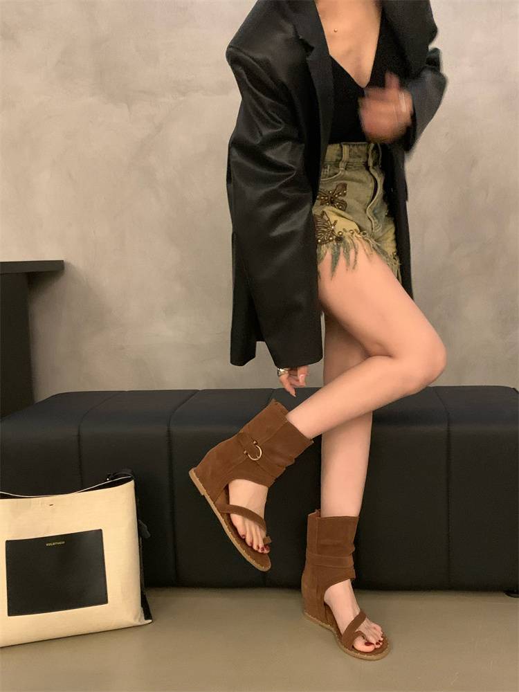 Inner increase of Gaomerad Boots Children 2024 Spring and Summer New Summer Leather Tibetan toe Martin Boot Short Tube Western denim boots