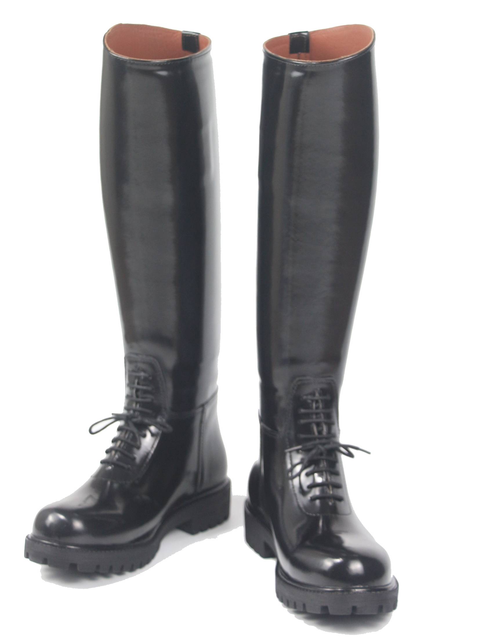 American -style police boots customized high -gloss open beaded beads cowhide boots are buckle equestrian horse boots Dena American AA