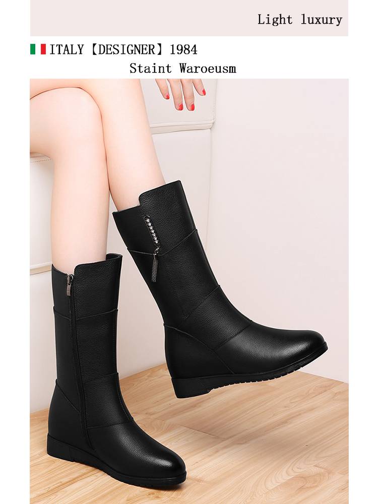 Leather women's boots all cowhide niche Martin boots 2024 new autumn and winter plus velvet boots flat boots