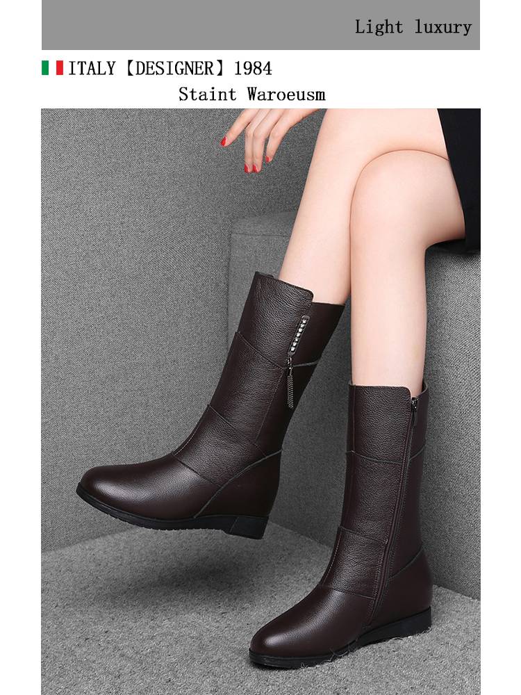 Leather women's boots all cowhide niche Martin boots 2024 new autumn and winter plus velvet boots flat boots