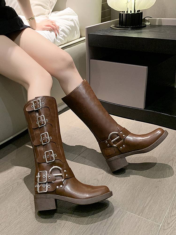 Brown Martin Boot Women 2023 New Women's Shoes Retro Small Boots Towel Western Leather Boots Knight Boots