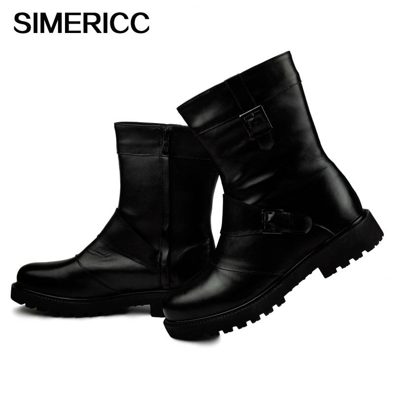 Winter all -cowhide wool boots men's leather warm middle boots Knights Motorcycle Snow Wild Boot 918