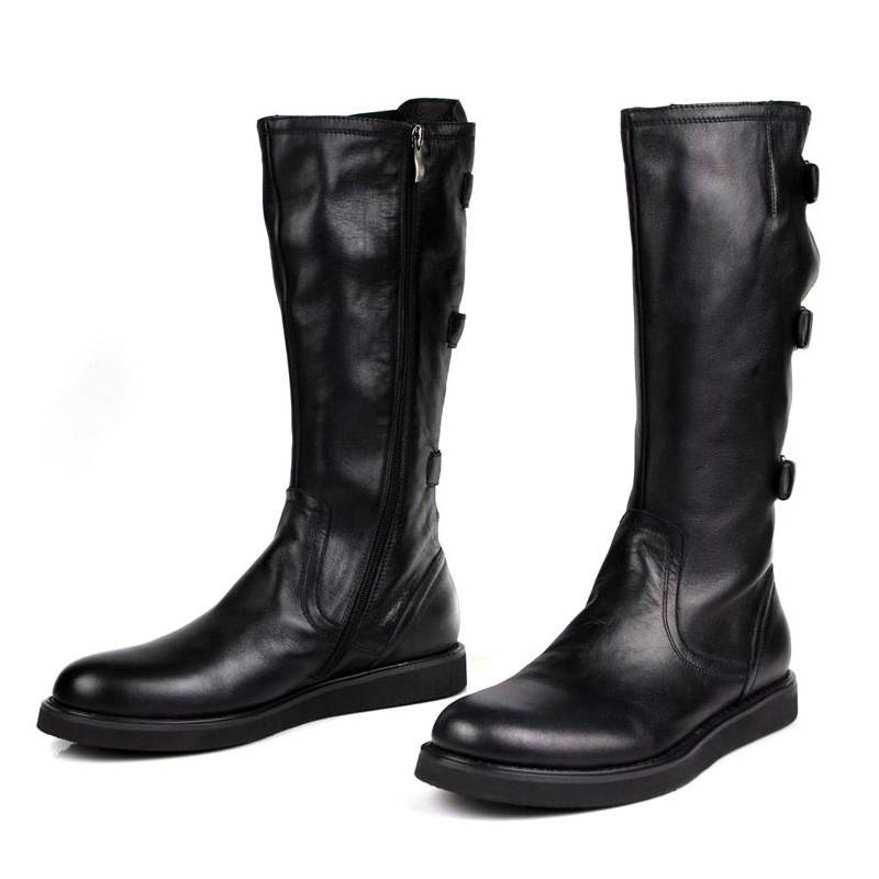 Leather men's knights leather boots head layer cowhide high -knee men's boots with thick bottom Martin boots long cylinder riding boots