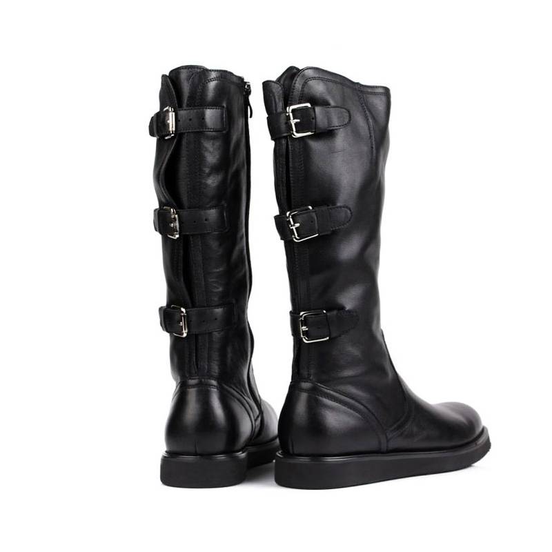 Leather men's knights leather boots head layer cowhide high -knee men's boots with thick bottom Martin boots long cylinder riding boots
