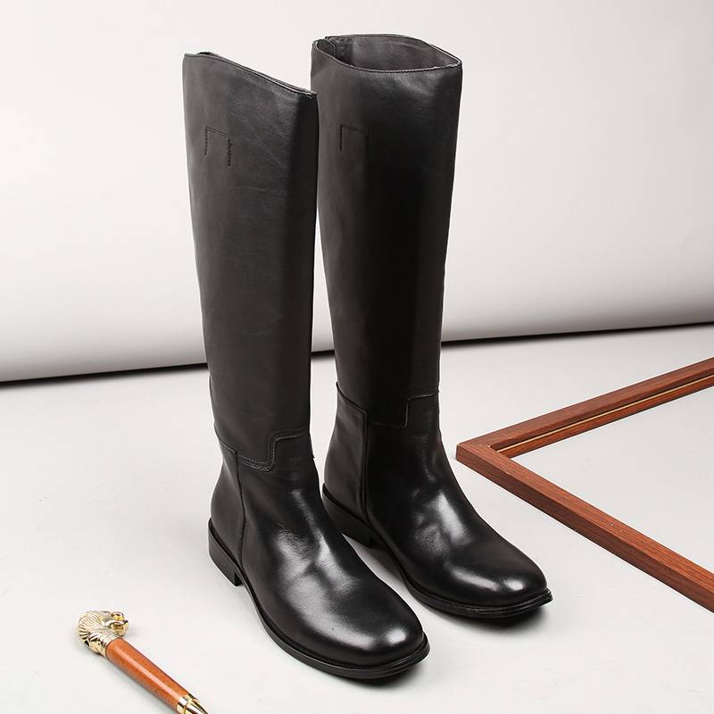 Leather men's knights leather boots head layer cowhide high -knee men's boots with thick bottom Martin boots long cylinder riding boots