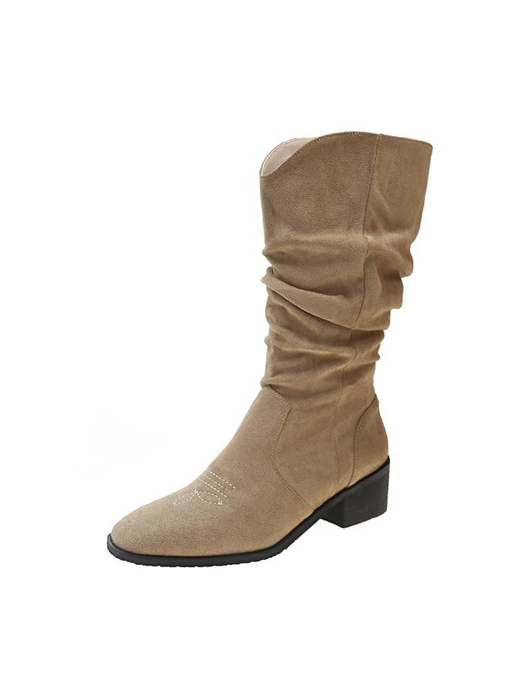 But the knee boots women thick heel 2023 new autumn pile boots retro Vites western denim rigid boots
