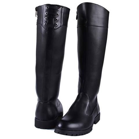 Spring boots high boots men's boots plus velvet leather boots ride boots school flag boots leisure leather boots