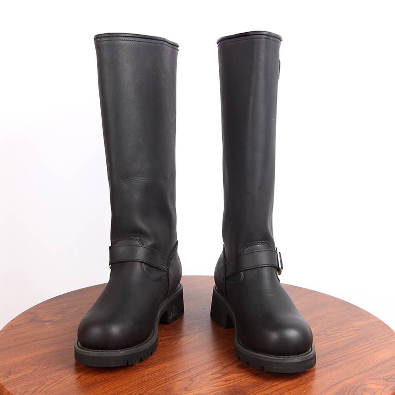 Autumn and winter leather motorcycle boots, high leather boots men's boots, waterproof Martin boots retro air -ventilated workpiece boots