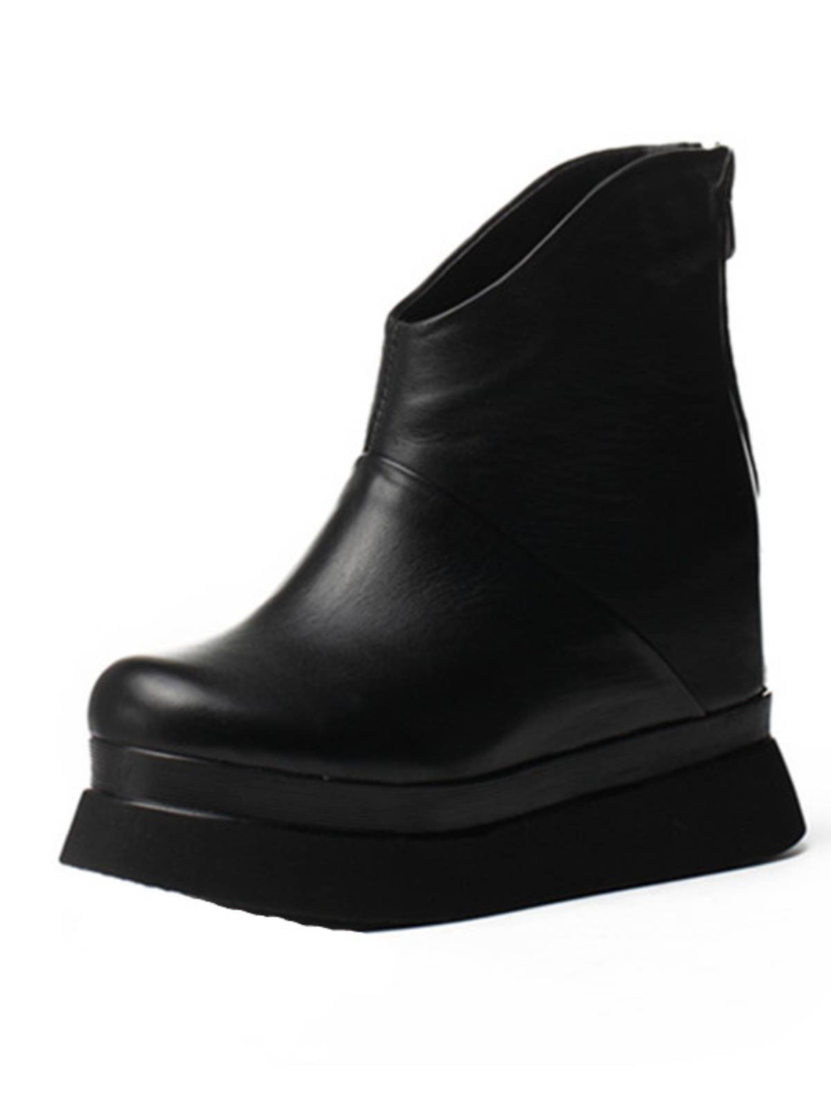 2024 autumn and winter new internal high -end boots, leather thick sole loose pastry shoes wild Martin boots Roman boots sloped heels