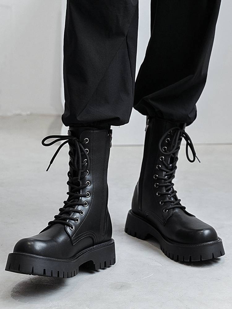 Italian Martin Boots Men's Spring British Wind high -top black workers black worker boots leather high -cylinder motorcycle leather boots