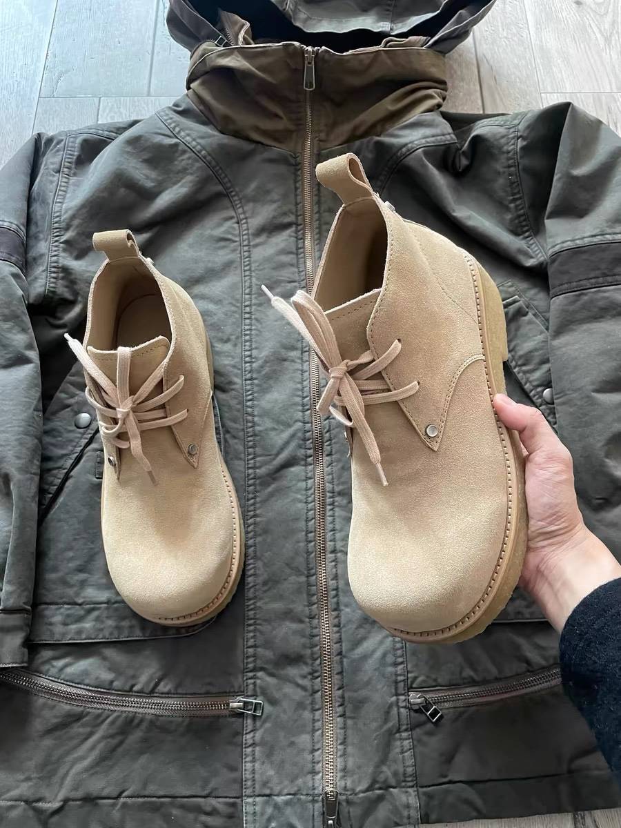 Mickey -headed cowhide sheepskin inner Martin short boots handmade solid -differential leather shoes, boots, shoes, shoes