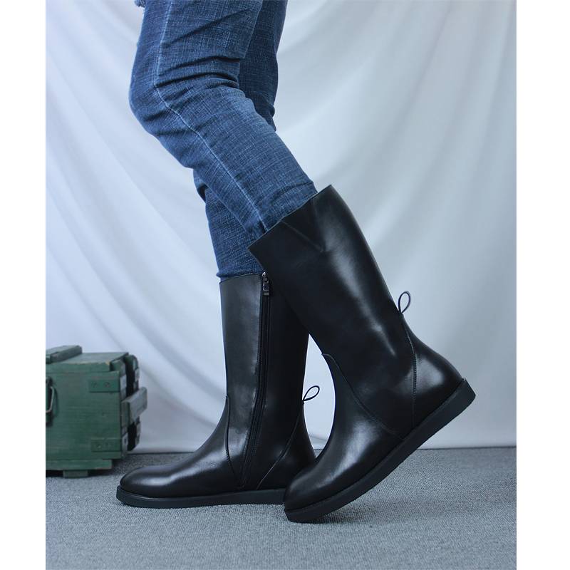 Winter plus velvet men's middle boots Martin boots long horse boots British pointed thick sole leather boots Mongolian boots, equestrian boots