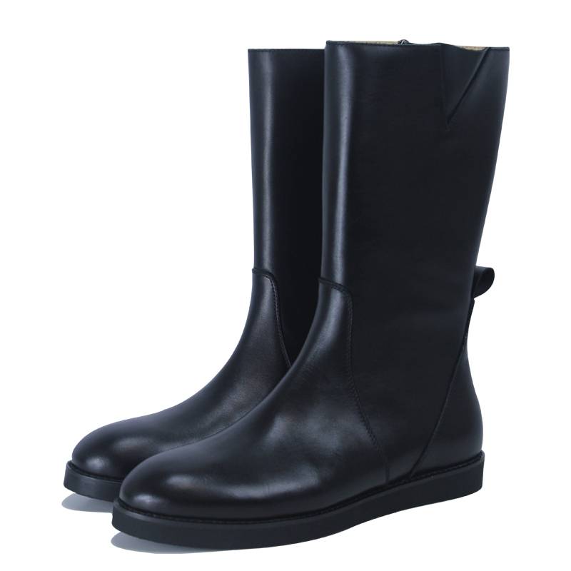 Winter plus velvet men's middle boots Martin boots long horse boots British pointed thick sole leather boots Mongolian boots, equestrian boots