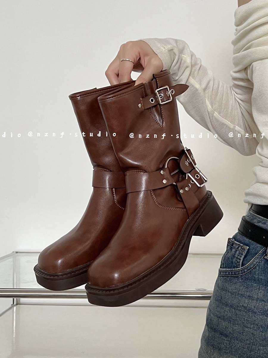 Southern South Southern Brown thick Martin boots 2024 new summer British style retro increasing western denim boots