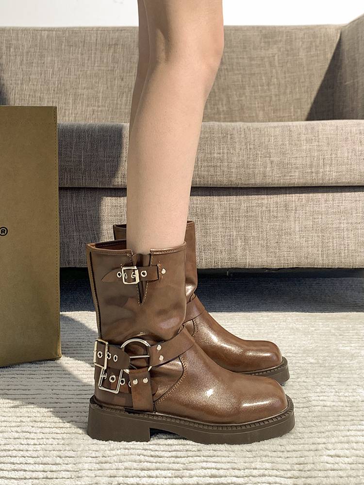 Southern South Southern Brown thick Martin boots 2024 new summer British style retro increasing western denim boots