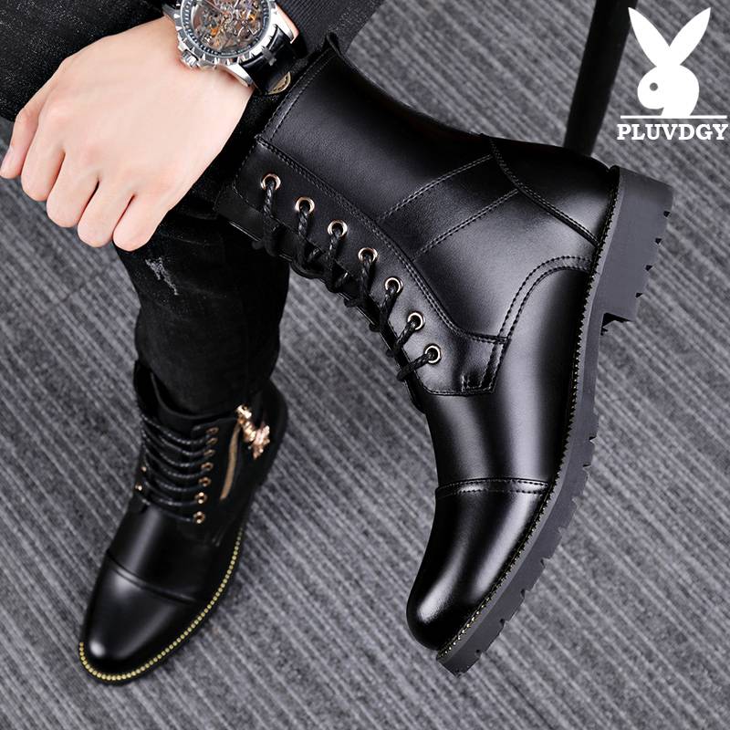 Martin Boots Man warmed up in the winter and the Korean twilight horse boots built up cotton leather boots inside the boots