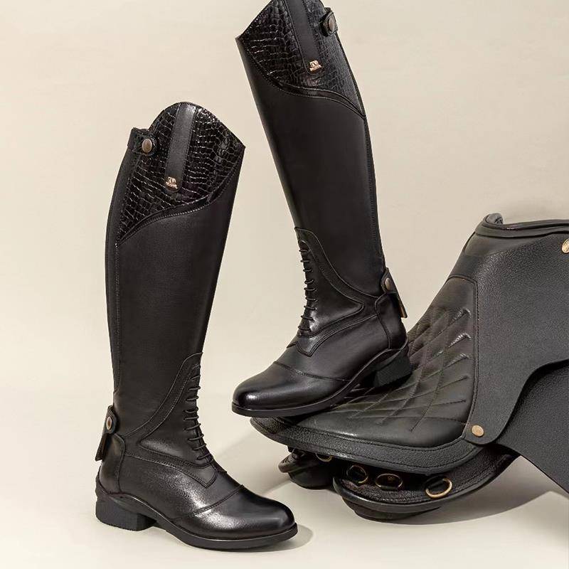 All -leather equestrian boots Professional equestrian boots men's anti -slip and wear -resistant test competition cowhide inside lining riding boots female