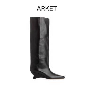 Purchasing ARKET 2023 Autumn and Winter new pointed short boots, small slopes, high boots, high -pitch knight boots, women