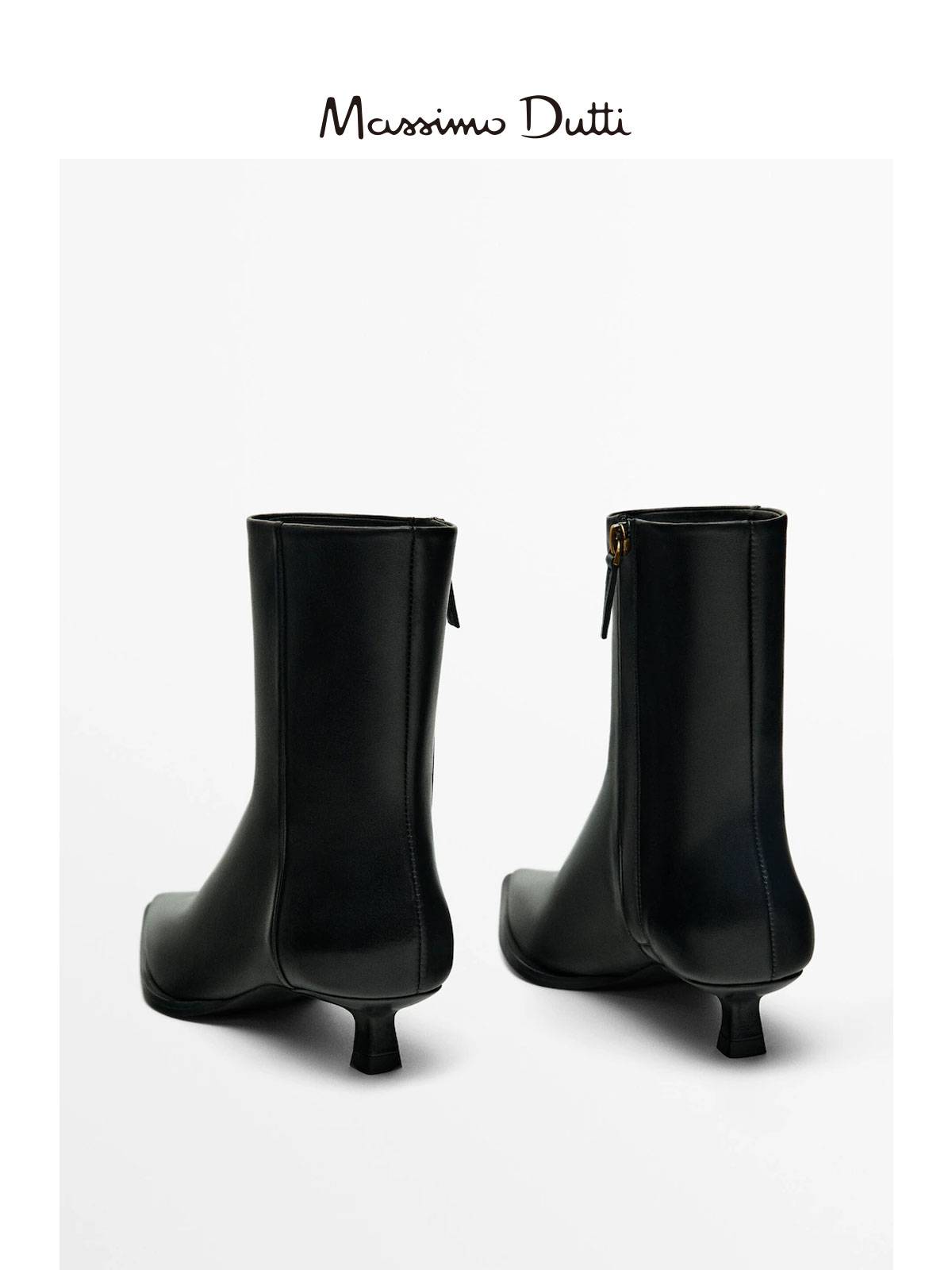 Discount season Massimo Dutti Women's Shoes 2024 Summer New Black Polarit Follow Bar Details Kitten High -Hee Akudo Boot 11104350800