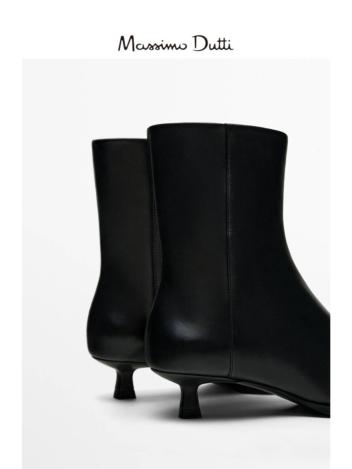 Discount season Massimo Dutti Women's Shoes 2024 Summer New Black Polarit Follow Bar Details Kitten High -Hee Akudo Boot 11104350800