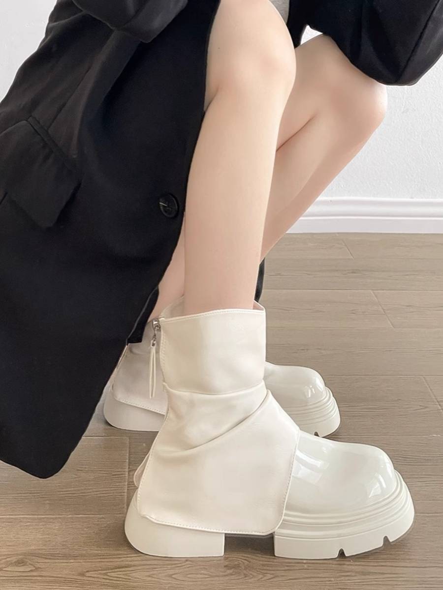 The white explosive short boots female 2024 new summer summer thick bottom temperament pants boots this year