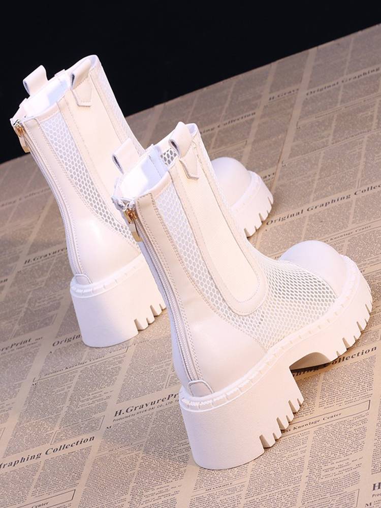 Guidi Fame British style thick bottom hollow Martin boots female summer thin net yarn bust -breathable leather boots