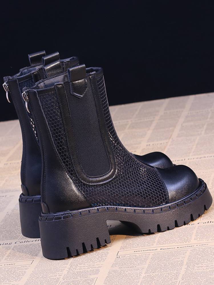 Guidi Fame British style thick bottom hollow Martin boots female summer thin net yarn bust -breathable leather boots