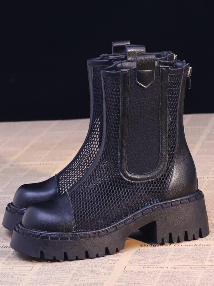 Guidi Fame British style thick bottom hollow Martin boots female summer thin net yarn bust -breathable leather boots