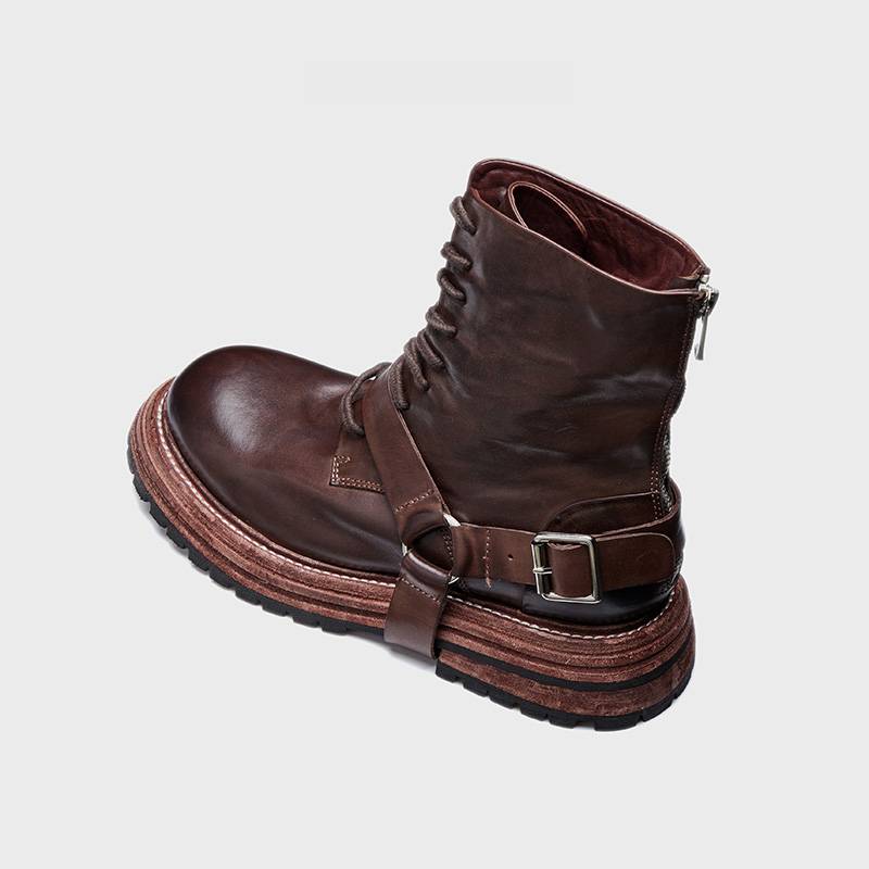 British wind horse boots water washed horse peel as old thick bottom retro leather fashion trend, helped Martin boots and locomotive