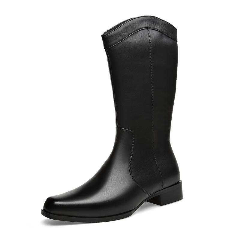 2022 Winter plus velvet new knight boots, horse boots, high -heeled boots male leather long cylinder knight leather boots, male head boots