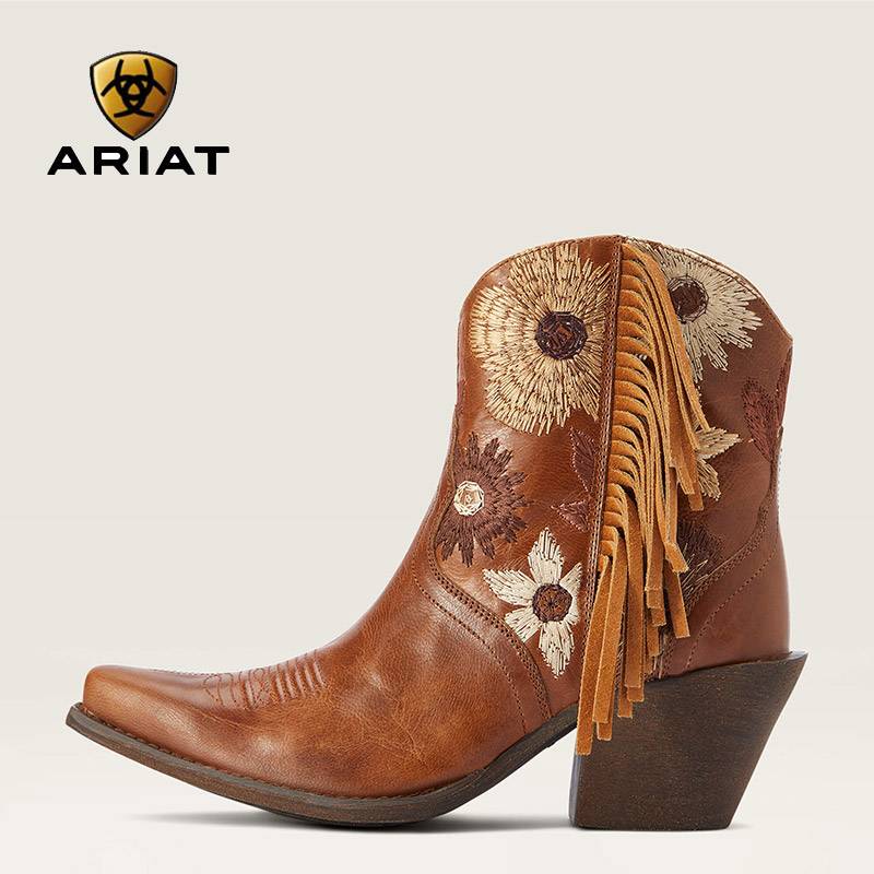 Imported ARIAT Embroidery Flavors Western Cowboy Boots Women's West Ride Riding Rubber Bottom Boots West Giant
