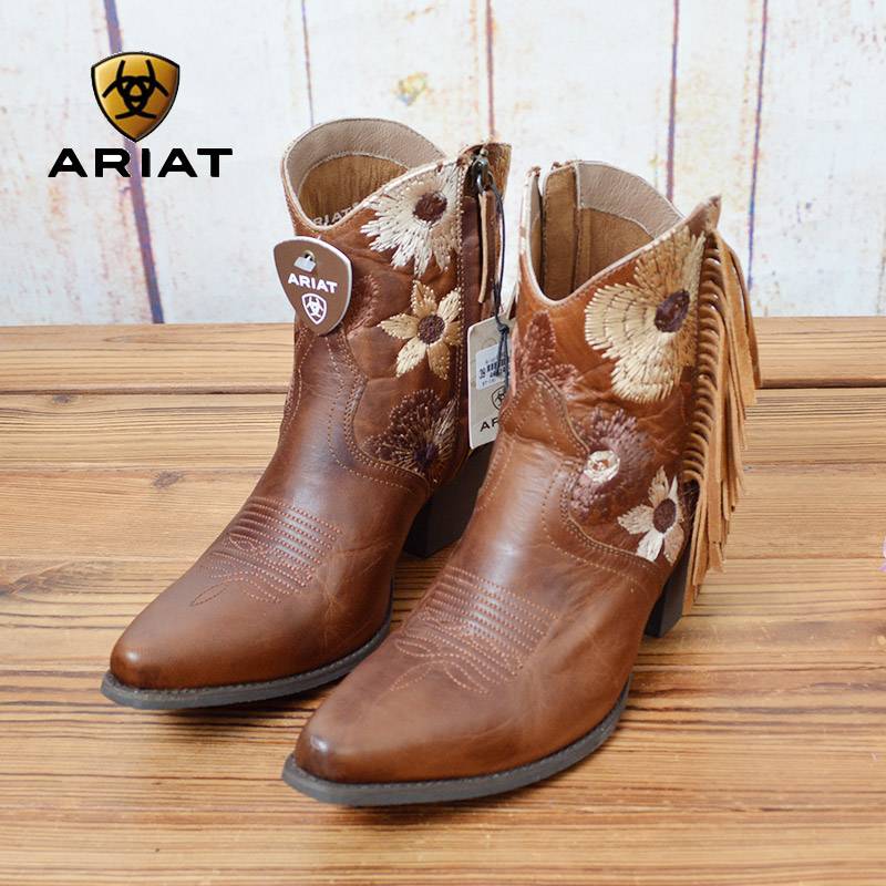 Imported ARIAT Embroidery Flavors Western Cowboy Boots Women's West Ride Riding Rubber Bottom Boots West Giant