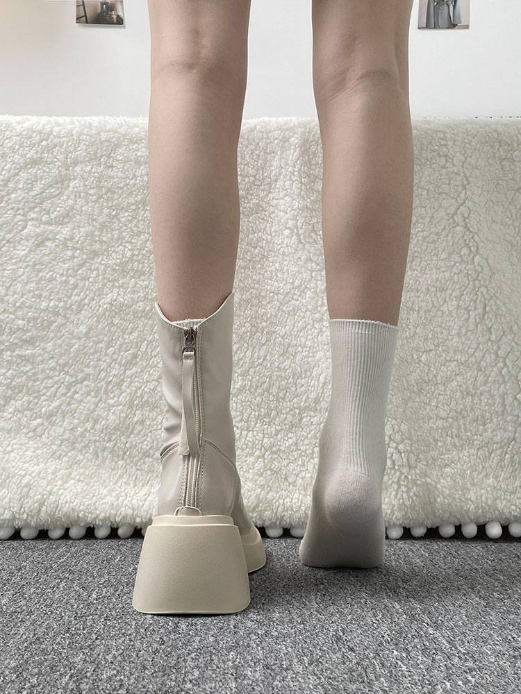 Guidi Fame white thick sole showing small Martin boots 2024 new spring and autumn thick heel short boots leather boots