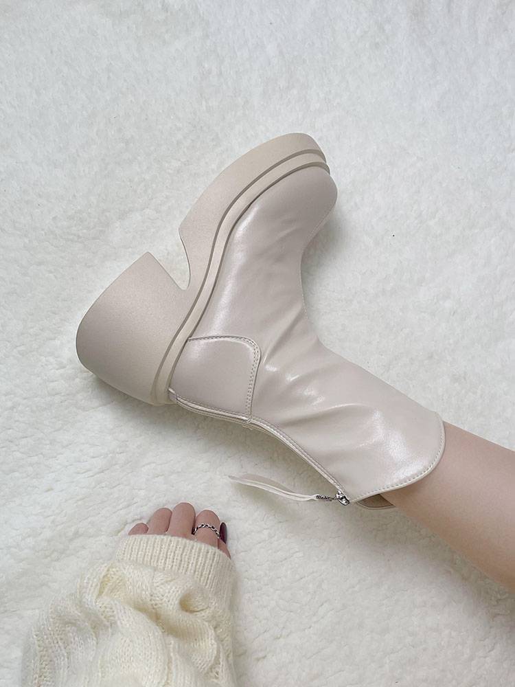 Guidi Fame white thick sole showing small Martin boots 2024 new spring and autumn thick heel short boots leather boots