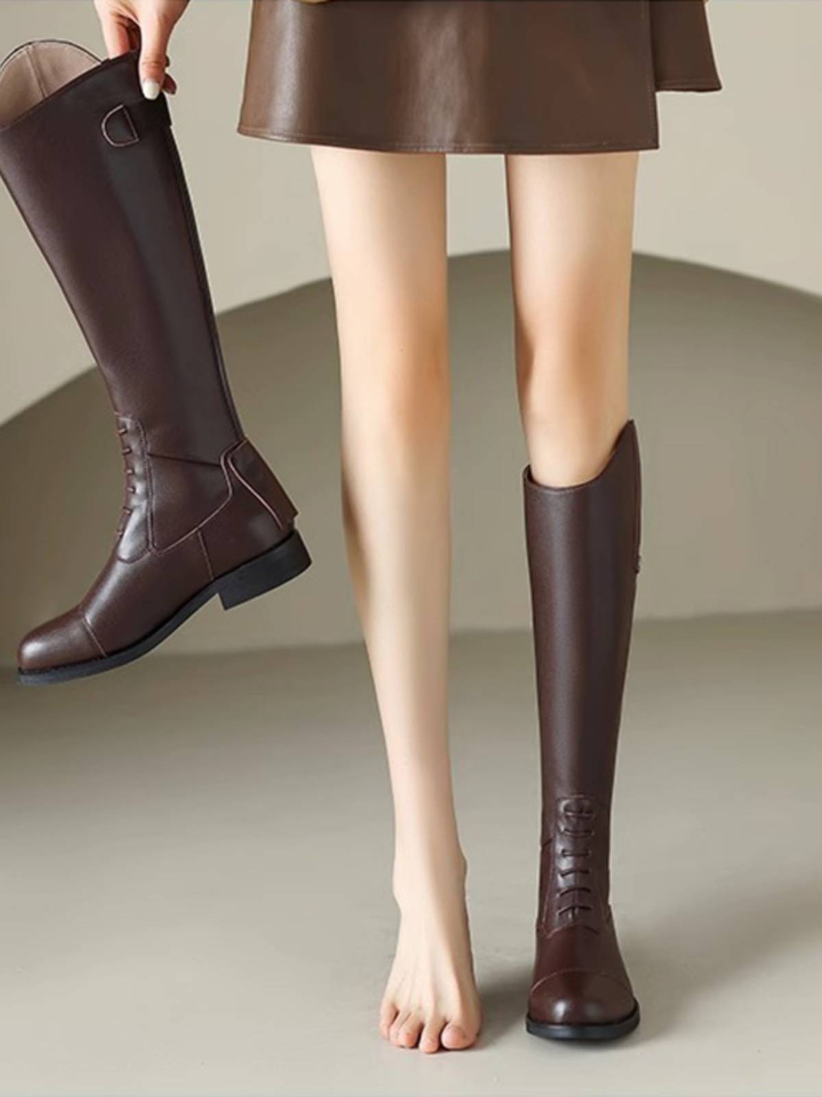 2023 autumn and winter new boots, horse boots, equestrian boots, boots, children, but knee leather rivet high tube knight boots