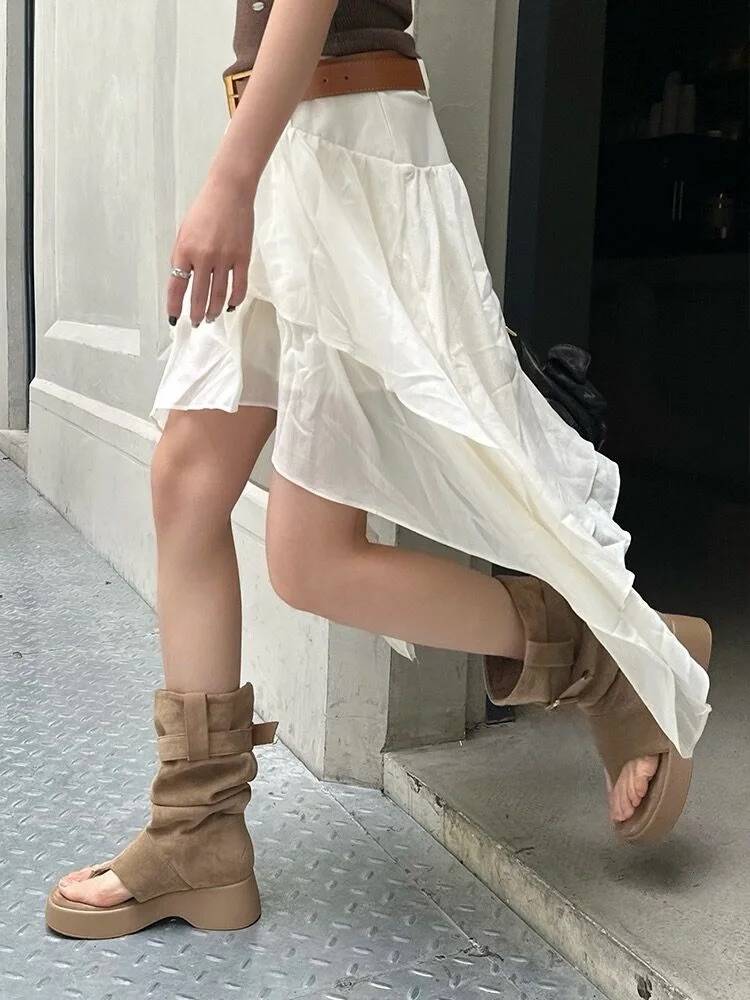 "One meter" summer retro western boots clip toe -shaped flip -flop boots thick sole pile of boots in summer increase boots in summer