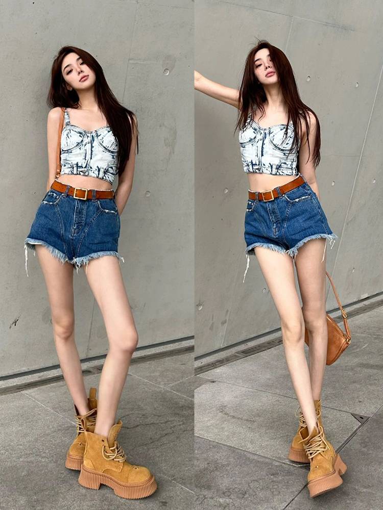 Thick -bottom Martin boots female 2024 summer thin British style leather thick heel boots female retro desert big yellow boots tide