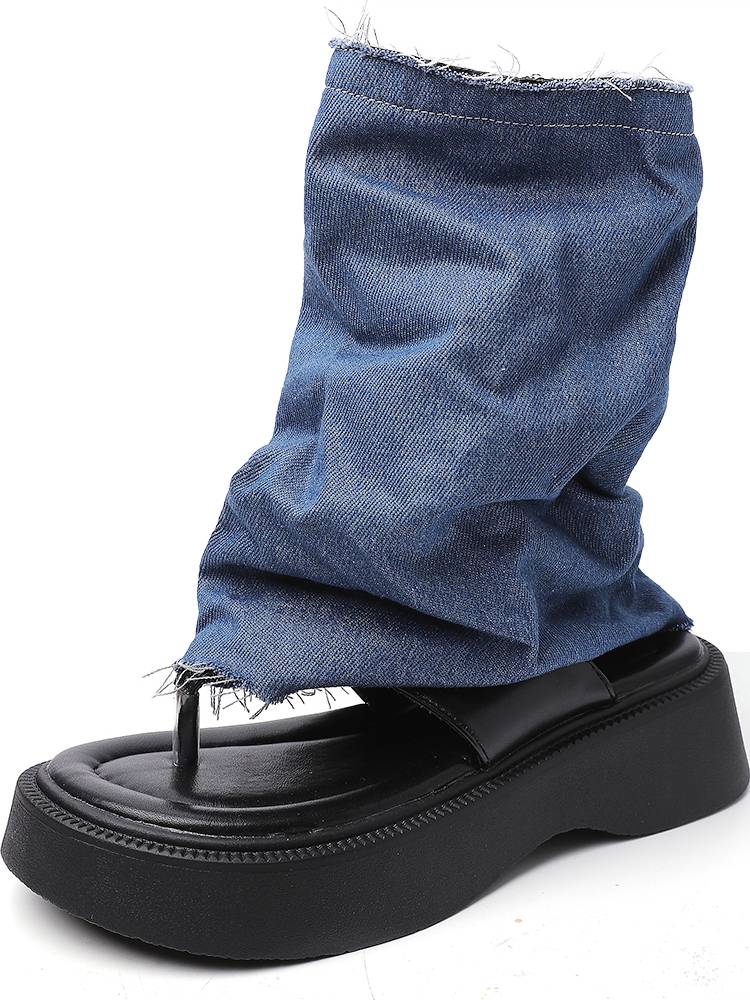 Clearance design sense thick bottom human character drag fashion boots 2024 summer new model Roman boots fashion pinch scooter slippers outside wear