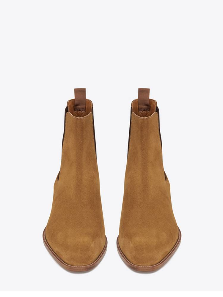 European and American summer cheelsea Boot Chelsea boots men's pointed leather leather British deer high -top Martin boots men's tide