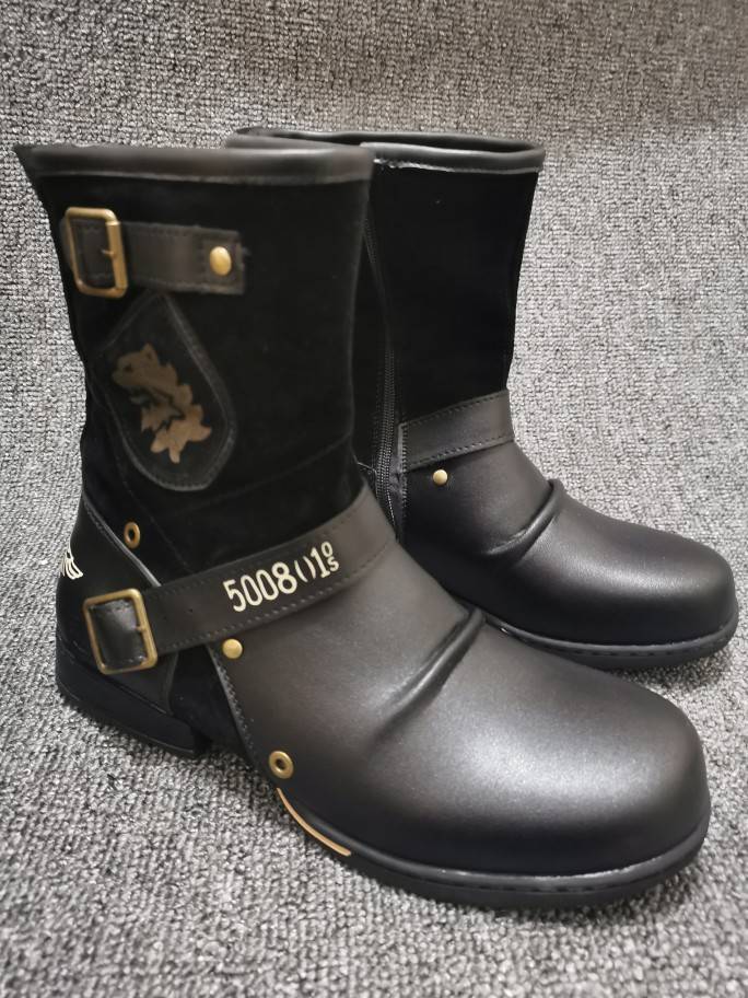 Belt buckle western denim boots men 2023 new breathable riding ride boots Mongolian camouflage knight boots men