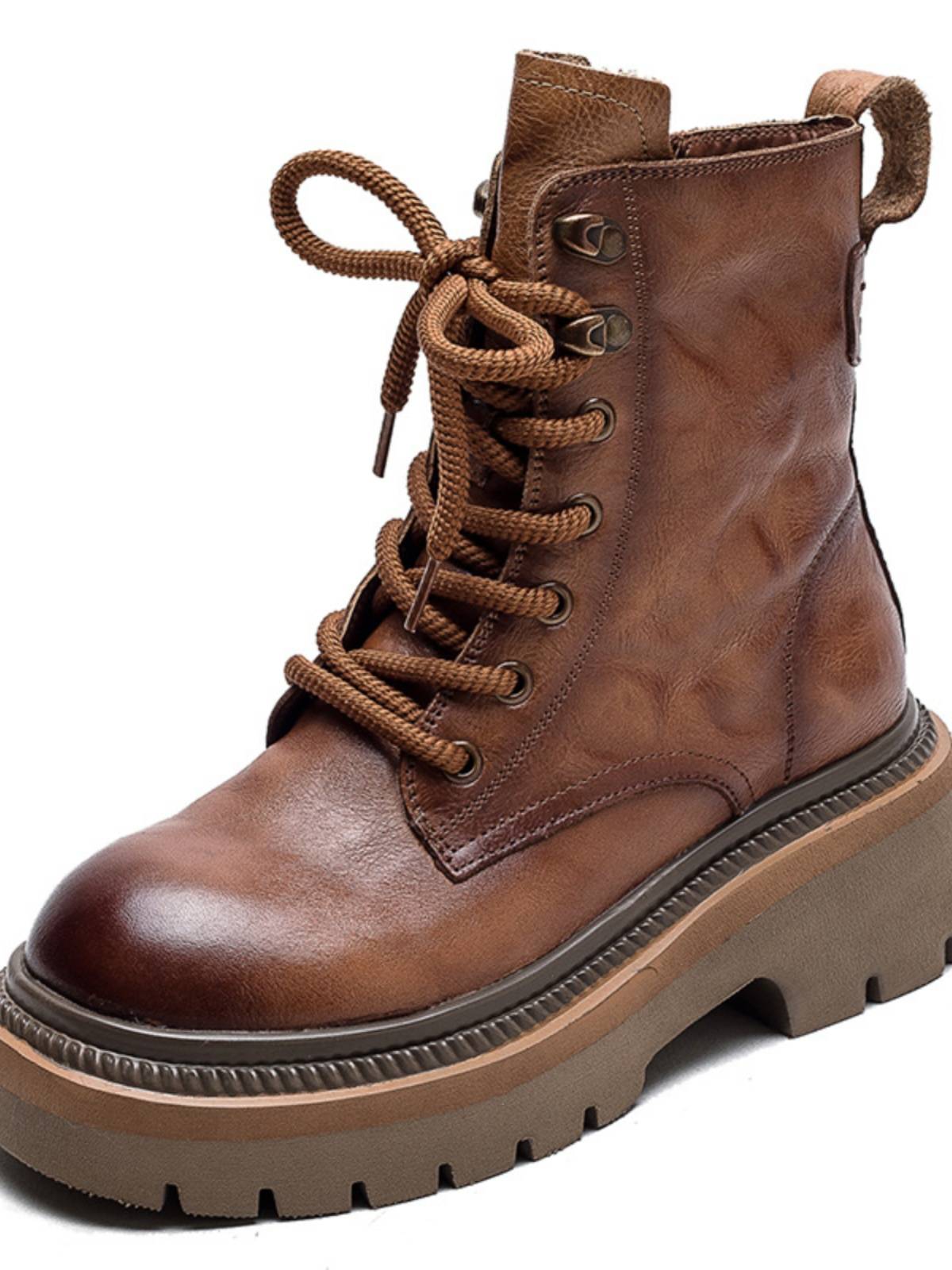 Autumn and winter of 2023, the new thick sole is old Martin boots side zipper round head boots retro style fashion Roman boots