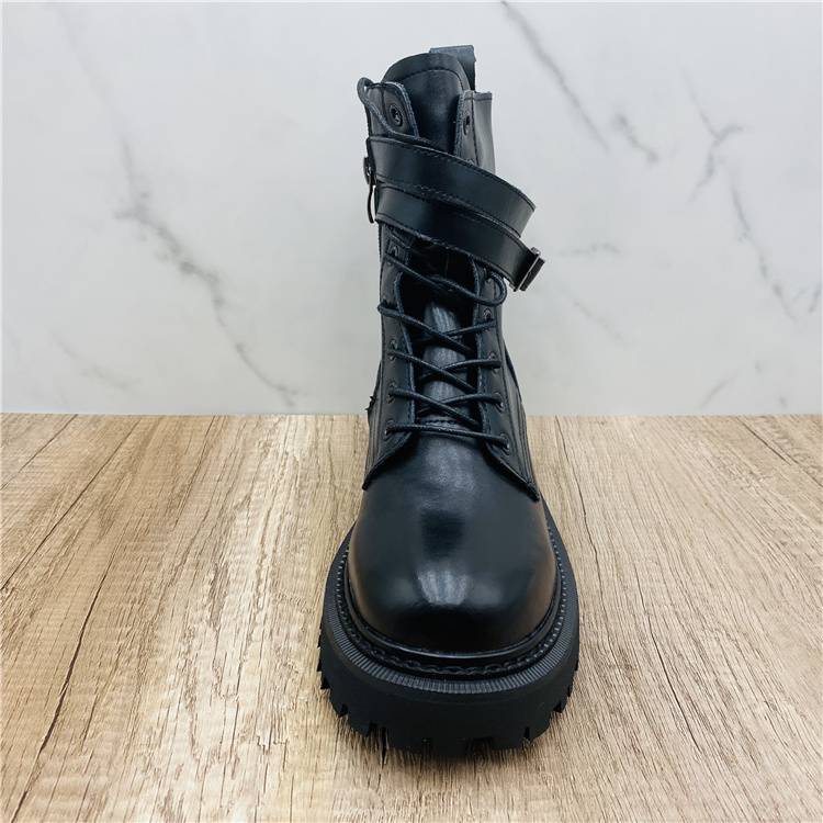 Mall withdrawal cabinet break code special offer processing fashion leather women's short boots side zipper lace round head Martin boots riding boots