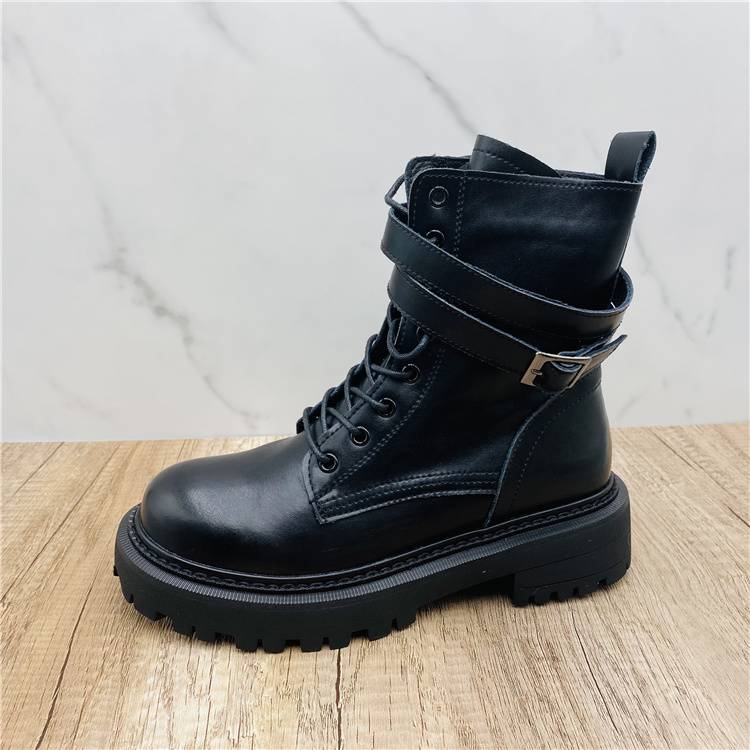 Mall withdrawal cabinet break code special offer processing fashion leather women's short boots side zipper lace round head Martin boots riding boots