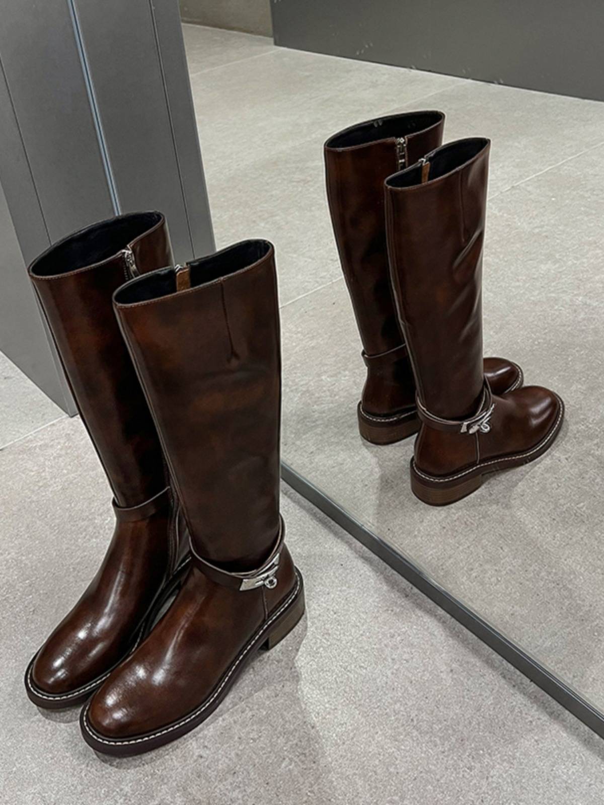 Ruhidi Millard Lock High Boots Girls Four Seasons New Wide Head Boots Rider Outdoor Travel Boots