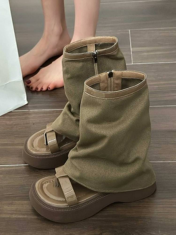 2024 new pants pipe tube sandpiece boots summer boots children summer retro sandals niche thick sole height pants boots
