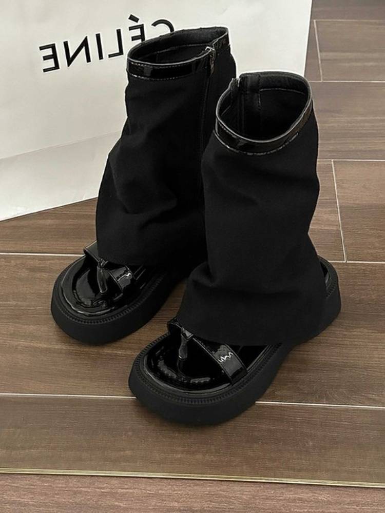 2024 new pants pipe tube sandpiece boots summer boots children summer retro sandals niche thick sole height pants boots